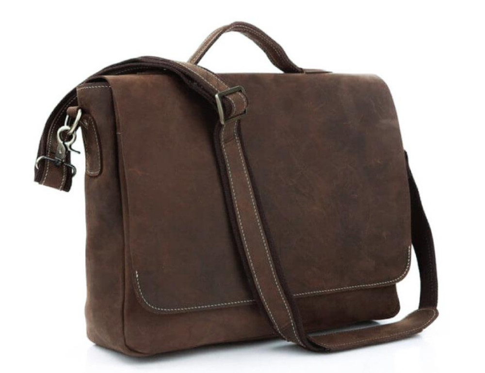 Сумка мужская кожаная через плечо для ноутбука Tiding Bag 7108R-1 - Фото № 1 Сумка мужская кожаная через плечо для ноутбука Tiding Bag 7108R-1 - Фото № 1