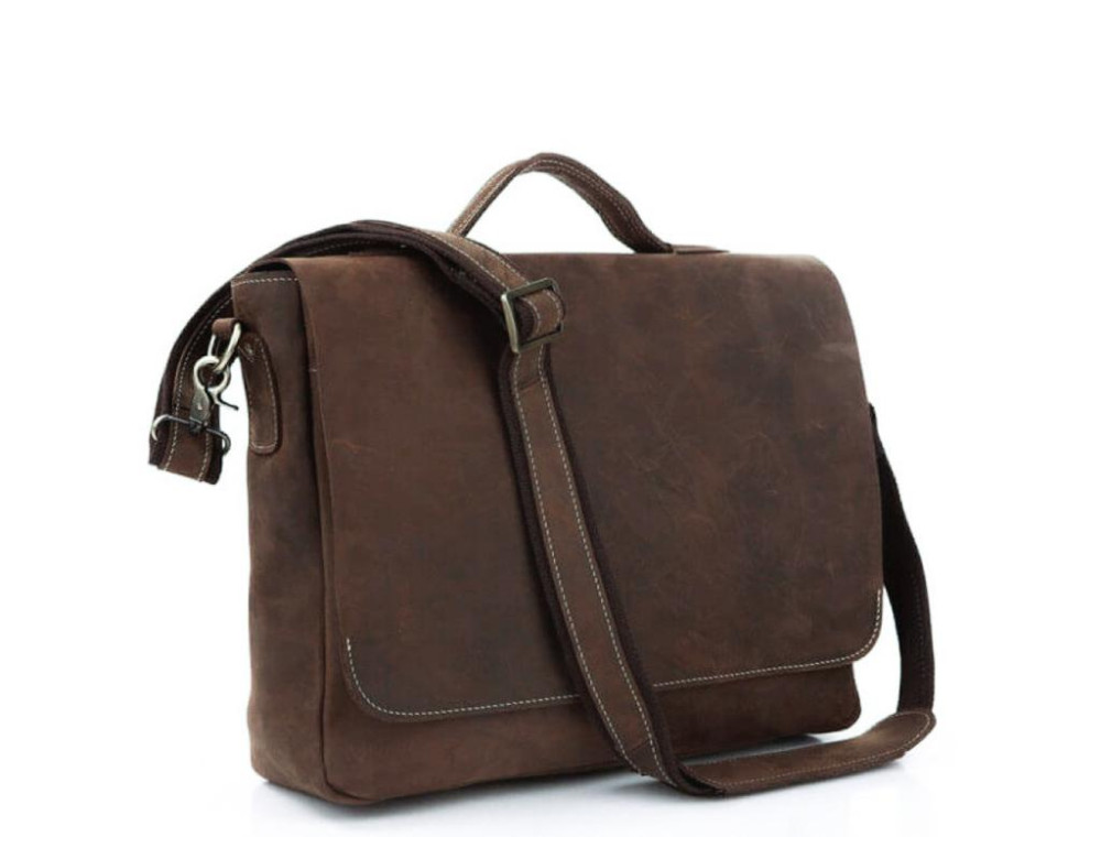 Сумка мужская кожаная через плечо для ноутбука Tiding Bag 7108R-1 - Фото № 11