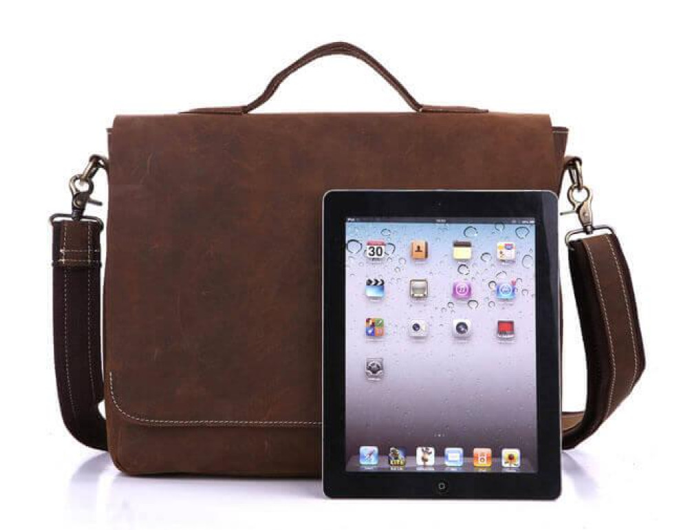 Сумка мужская кожаная через плечо для ноутбука Tiding Bag 7108R-1 - Фото № 13