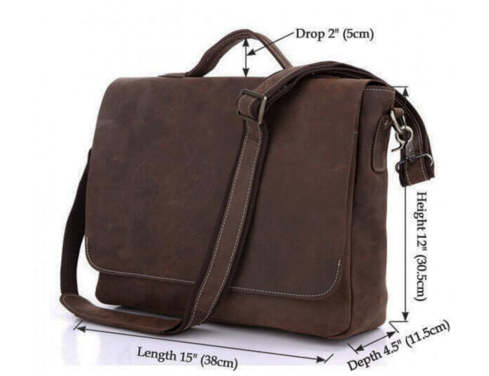 Сумка мужская кожаная через плечо для ноутбука Tiding Bag 7108R-1 - Фото № 6