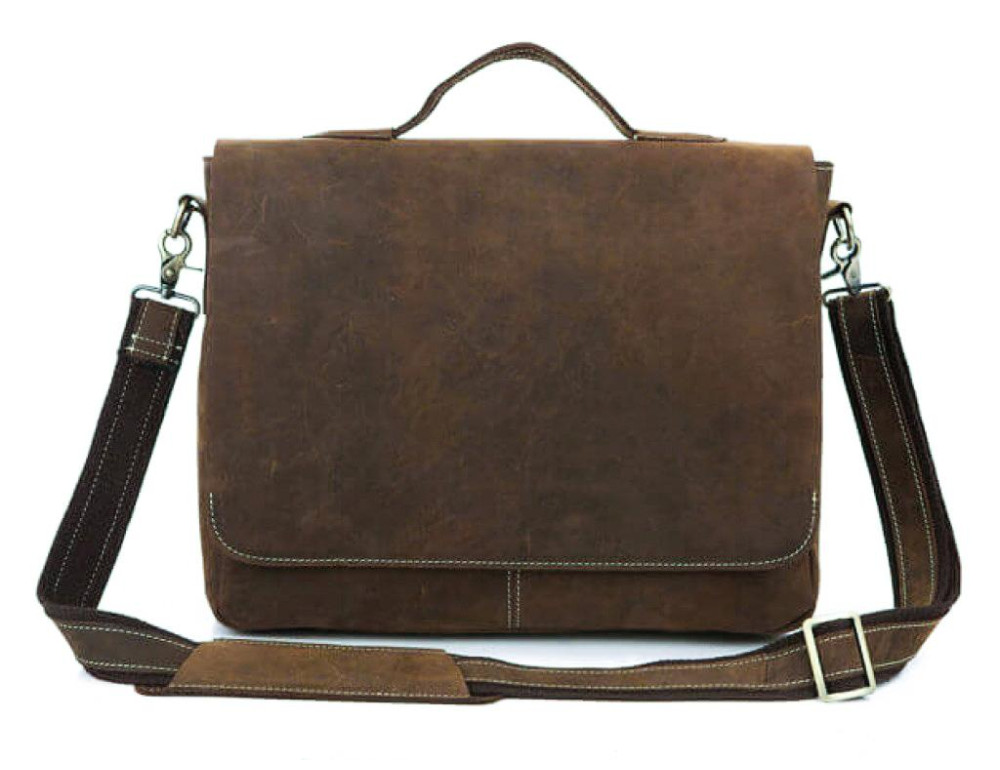 Сумка мужская кожаная через плечо для ноутбука Tiding Bag 7108R-1 - Фото № 9