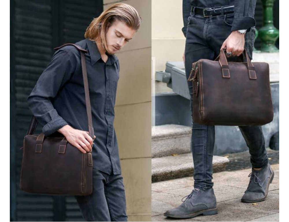 Стильная мужская сумка для документов лошадиная кожа Tiding Bag 7167R - Фото № 7
