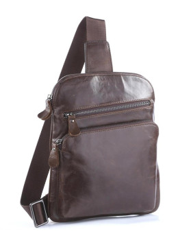 Мужской кожаный рюкзак-слинг на одно плечо Tiding Bag 7195C