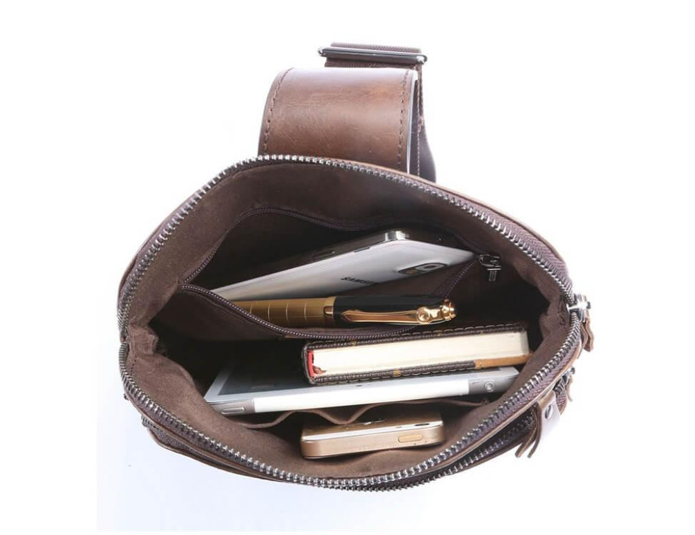 Мужской кожаный рюкзак-слинг на одно плечо Tiding Bag 7195C - Фото № 3