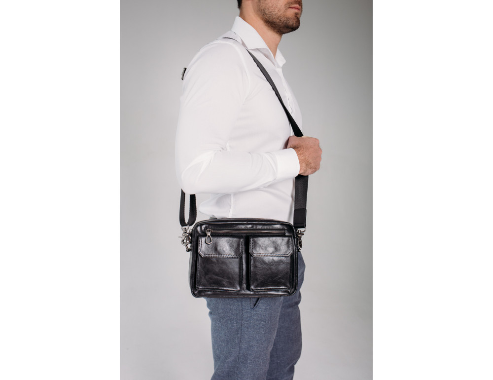 Горизонтальная сумка через плечо кожаная Tiding Bag 720A - Фото № 6