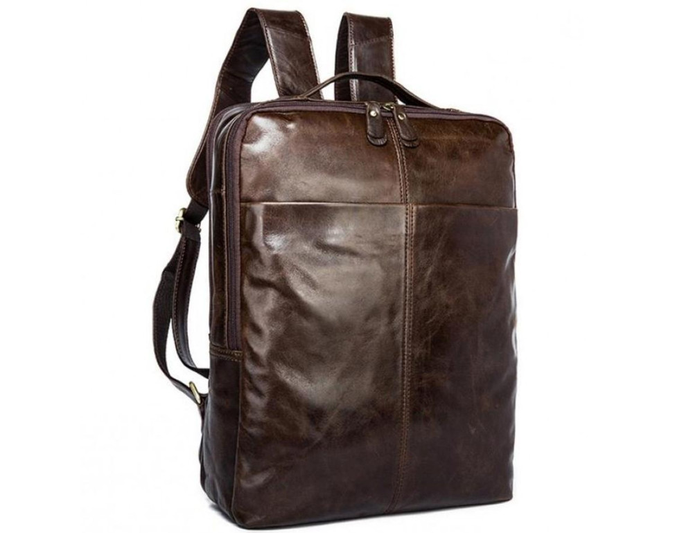 Рюкзак кожаный коричневый Tiding Bag 7280C - Фото № 1 Рюкзак кожаный коричневый Tiding Bag 7280C - Фото № 1