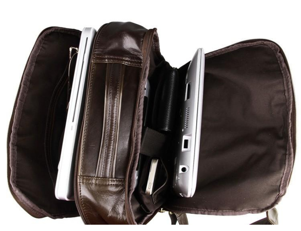 Рюкзак кожаный коричневый Tiding Bag 7280C - Фото № 2