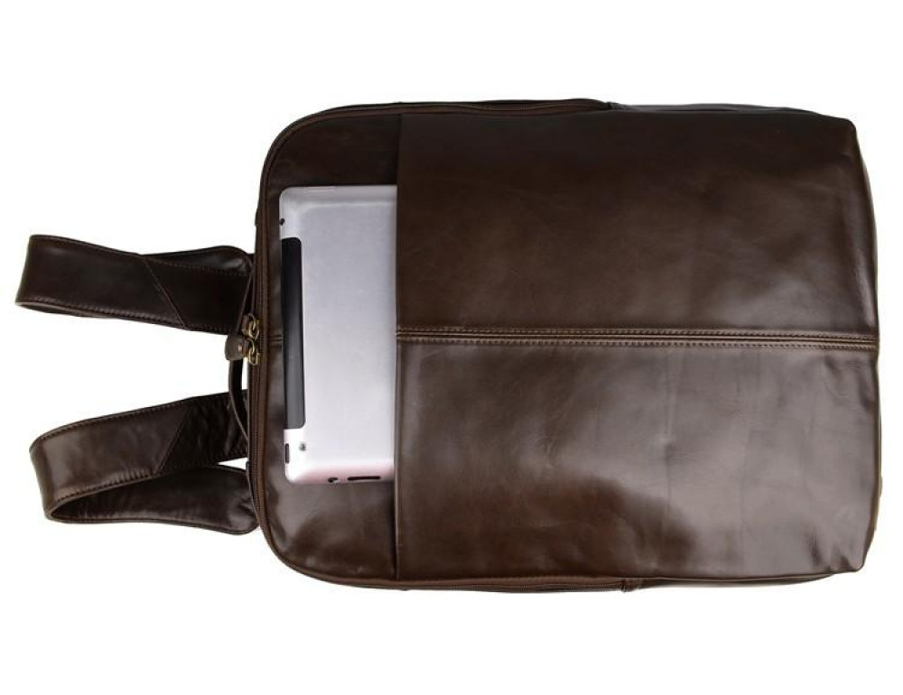 Рюкзак кожаный коричневый Tiding Bag 7280C - Фото № 3