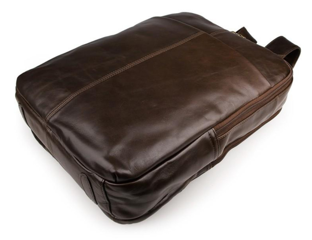 Рюкзак кожаный коричневый Tiding Bag 7280C - Фото № 4
