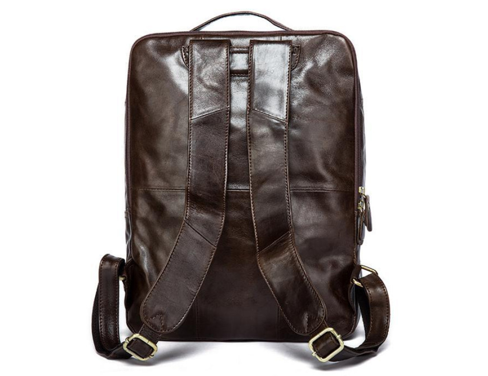 Рюкзак кожаный коричневый Tiding Bag 7280C - Фото № 5
