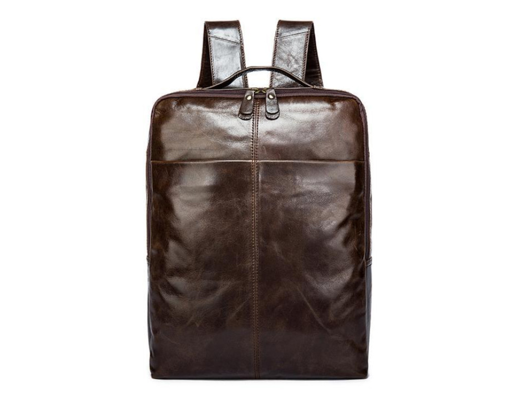 Рюкзак кожаный коричневый Tiding Bag 7280C - Фото № 6