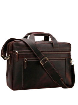 Вместительная мужская кожаная сумка с отделом для ноутбука 17 Tiding Bag 7319R