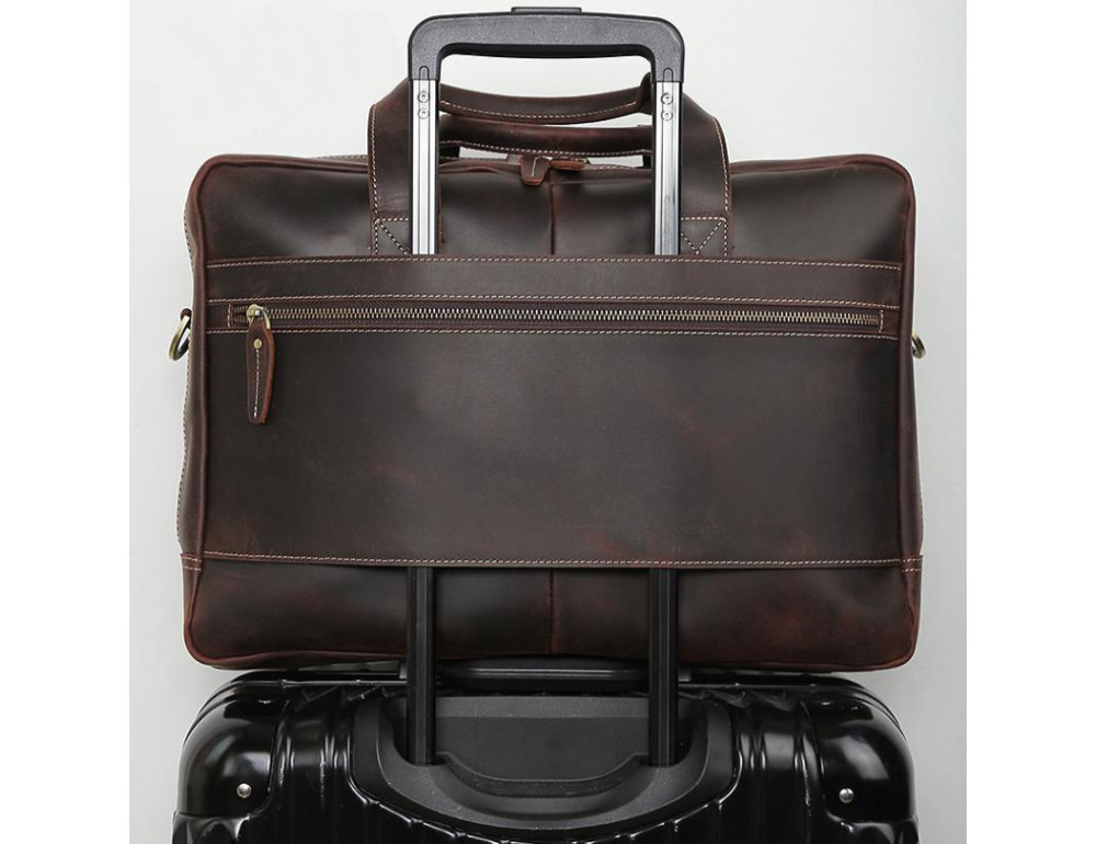 Вместительная мужская кожаная сумка с отделом для ноутбука 17 Tiding Bag 7319R - Фото № 6