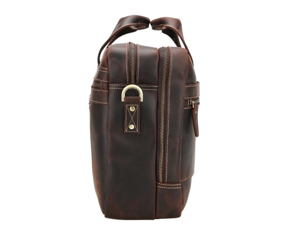 Вместительная мужская кожаная сумка с отделом для ноутбука 17 Tiding Bag 7319R - Фото № 7