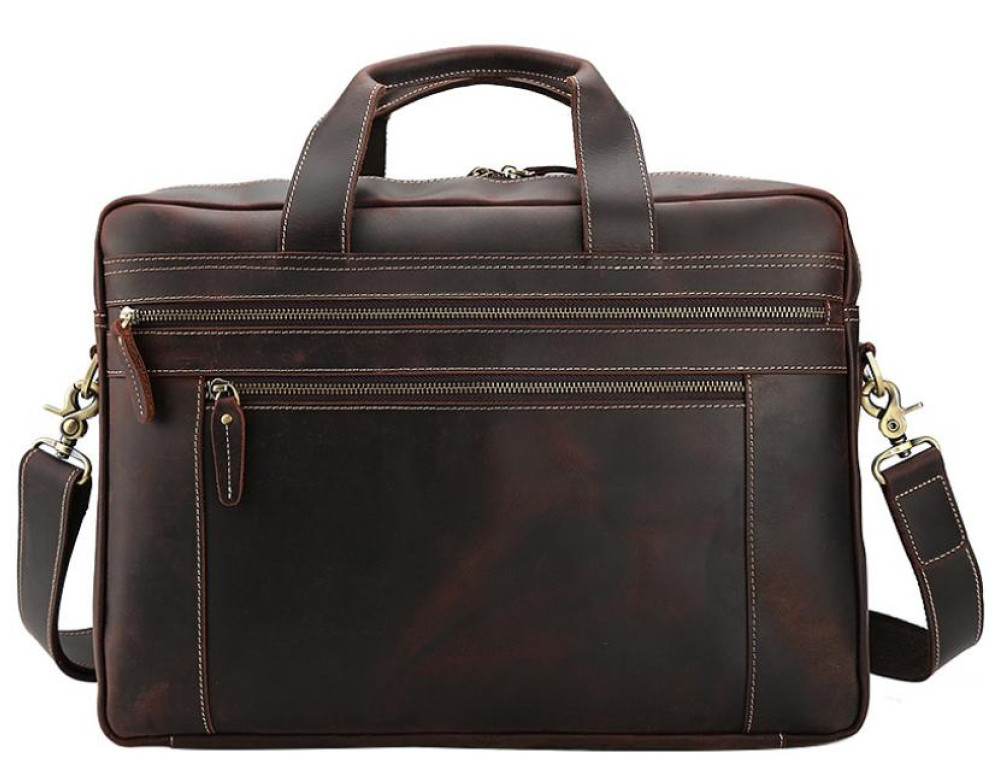 Вместительная мужская кожаная сумка с отделом для ноутбука 17 Tiding Bag 7319R - Фото № 10