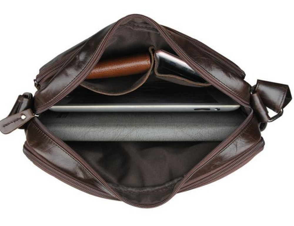 Чоловічий месенджер натуральна шкіра три відділи TIDING BAG 7332C - Фотографія № 14
