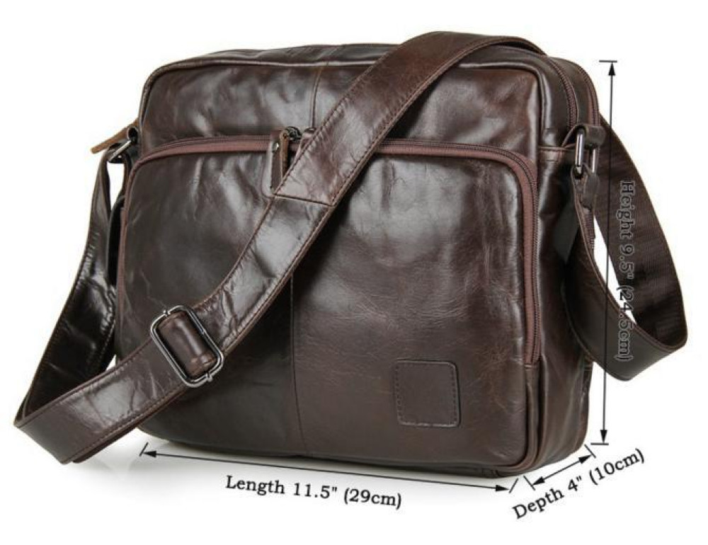 Чоловічий месенджер натуральна шкіра три відділи TIDING BAG 7332C - Фотографія № 3