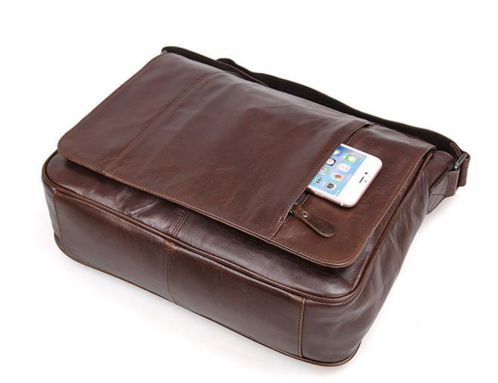 Стильна чоловіча шкіряна сумка через плече із клапаном Tiding Bag 7338C - Фотографія № 2