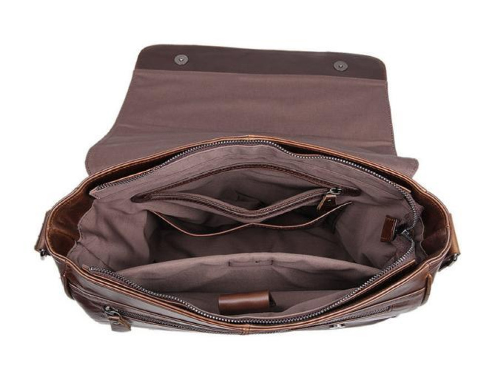 Стильна чоловіча шкіряна сумка через плече із клапаном Tiding Bag 7338C - Фотографія № 4