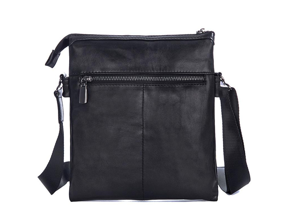 Вместительная кожаная сумка через плечо Tiding Bag 80261A черная - Фото № 4