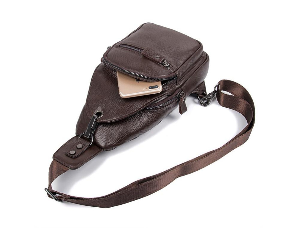 Мужская кожаная сумка-слинг через плечо Tiding Bag 8509C - Фото № 3