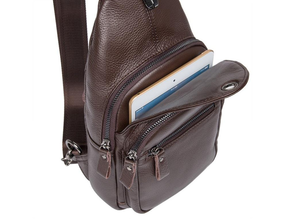 Мужская кожаная сумка-слинг через плечо Tiding Bag 8509C - Фото № 4