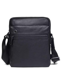 Сумка мужская кожаная через плечо черная Tiding Bag 8716A