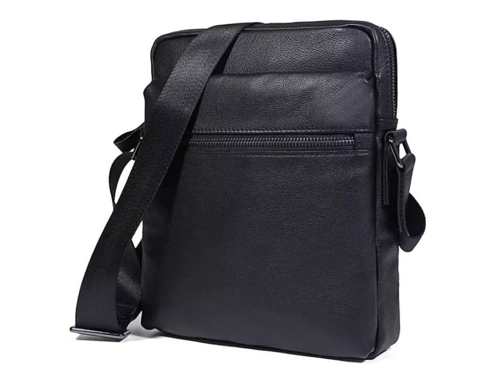 Сумка мужская кожаная через плечо черная Tiding Bag 8716A - Фото № 4