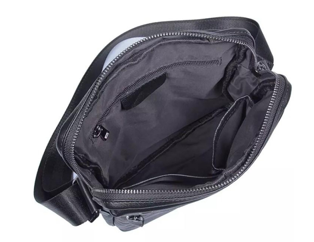 Сумка мужская кожаная через плечо черная Tiding Bag 8716A - Фото № 9
