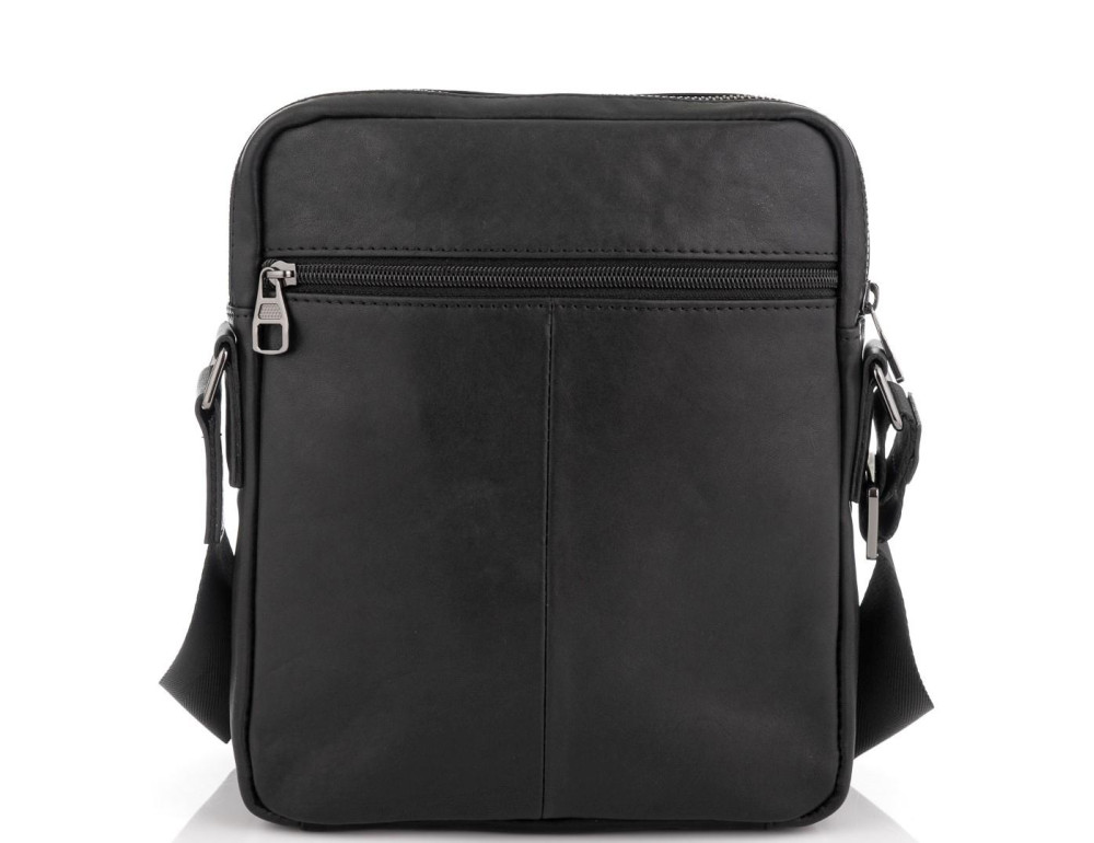 Классическая мужская кожаная сумка через плечо черная Tiding Bag 8721A - Фото № 4