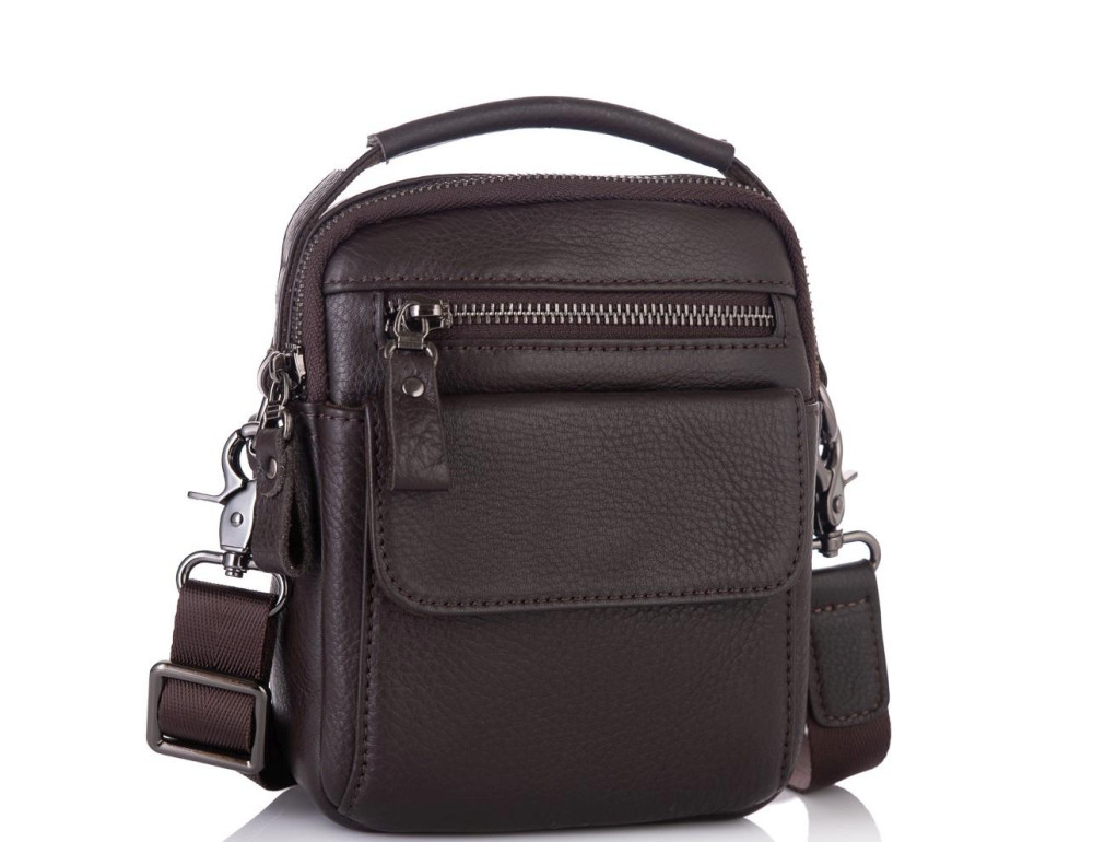 Сумка-барсетка мужская кожаная коричневая Tiding Bag 8852C - Фото № 1 Сумка-барсетка мужская кожаная коричневая Tiding Bag 8852C - Фото № 1