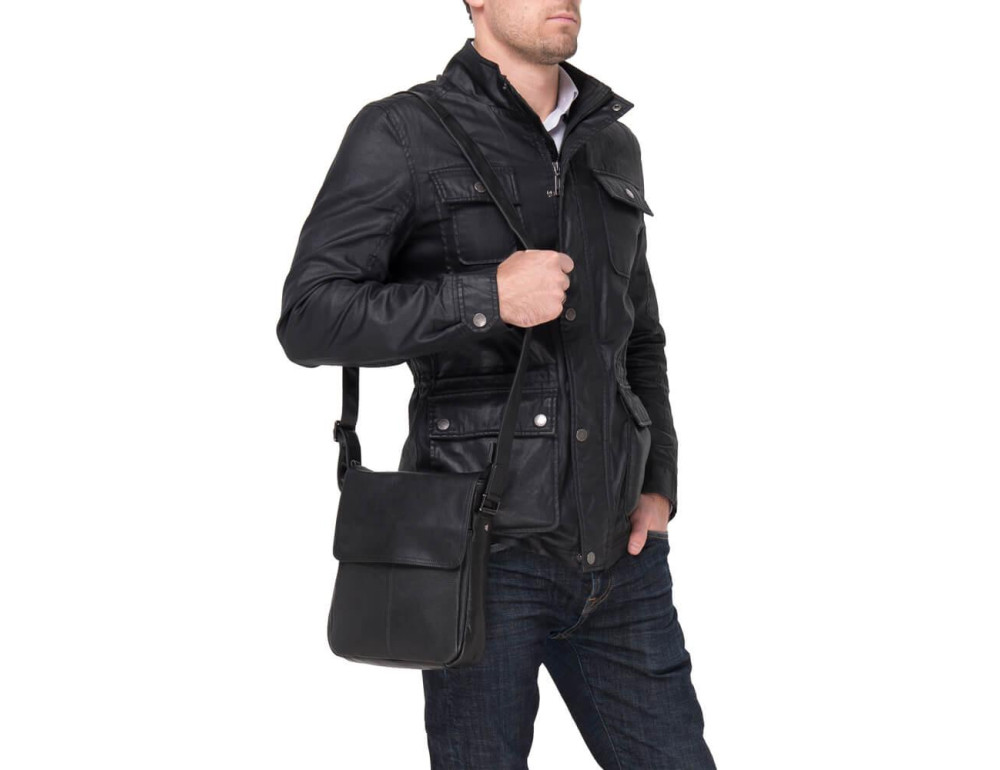 Наплечная мужская сумка с кожаным ремнем TIDING BAG 9805A - Фото № 4
