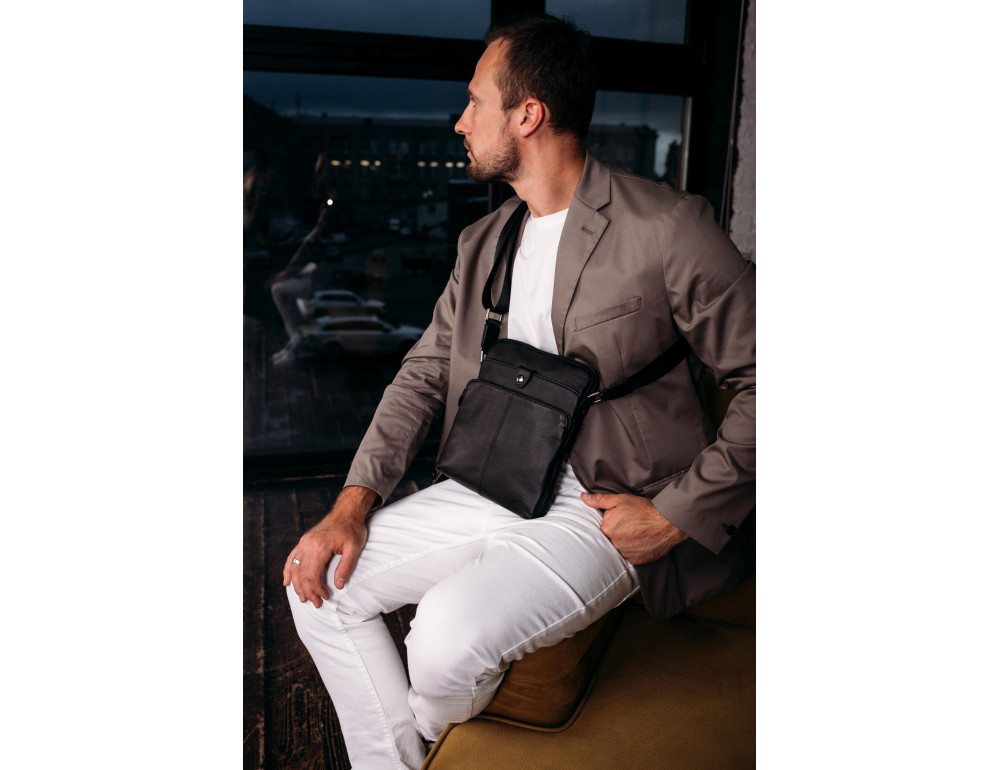 Мессенджер мужской черный Tiding Bag 9810A-1 - Фото № 4