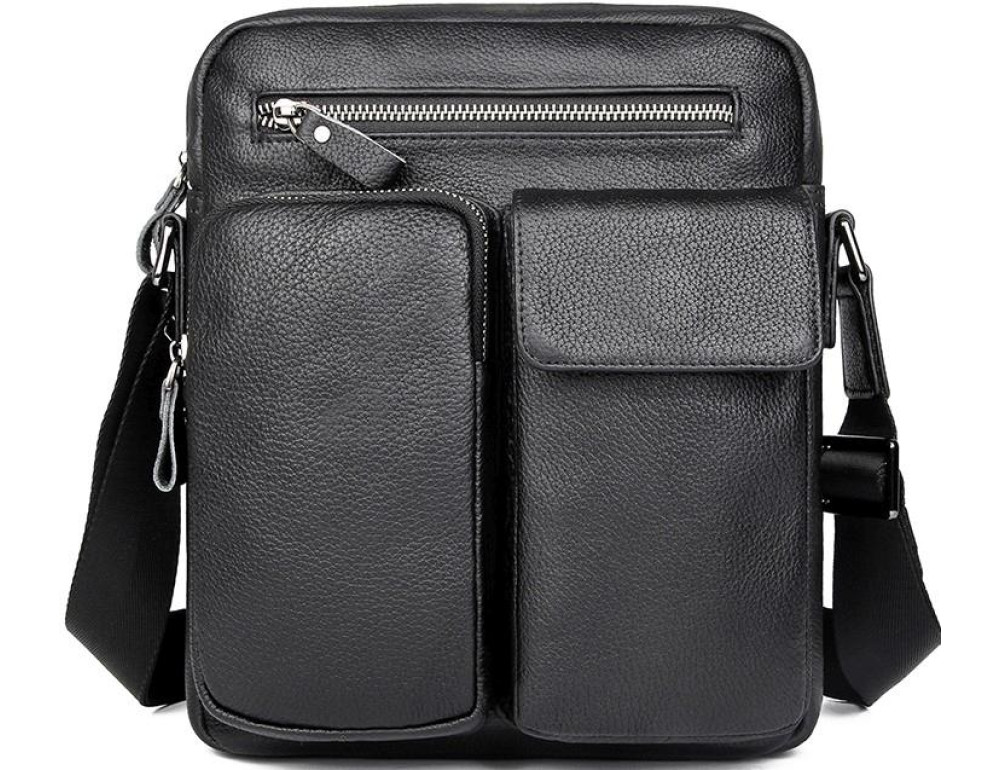 Мужская сумка через плечо с карманами натуральная кожа Tiding Bag 9812-1A - Фото № 6