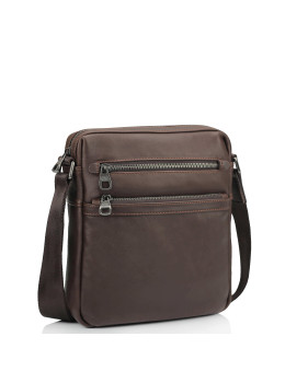 Мужская кожаная сумка через плечо коричневая Tiding Bag 9830B