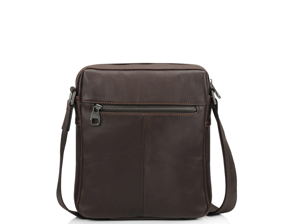 Мужская кожаная сумка через плечо коричневая Tiding Bag 9830B - Фото № 4