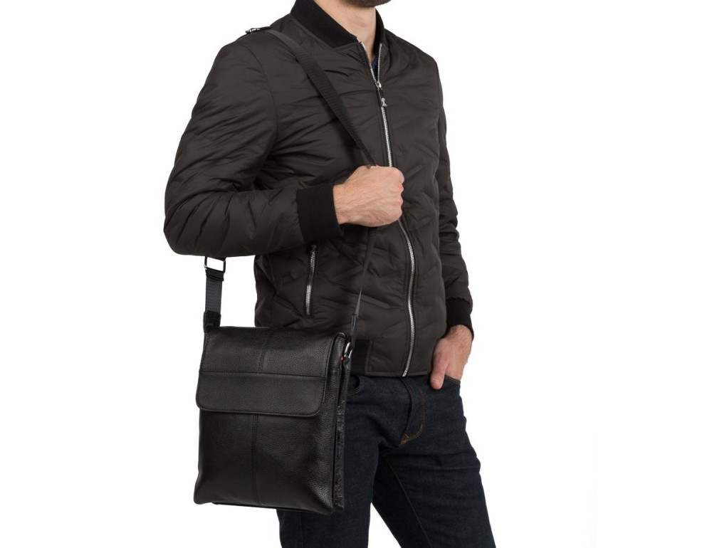 Сумка через плечо мужская кожаная Tiding Bag A25-064A - Фото № 14