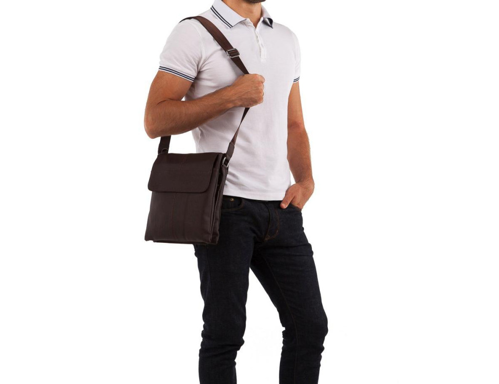 Мессенджер мужской натуральная кожа Tiding Bag A25-064C - Фото № 5