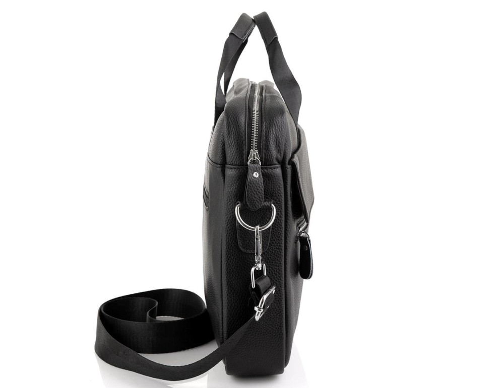 Сумка для ноутбука кожаная мужская черная Tiding Bag A25-1127A - Фото № 4