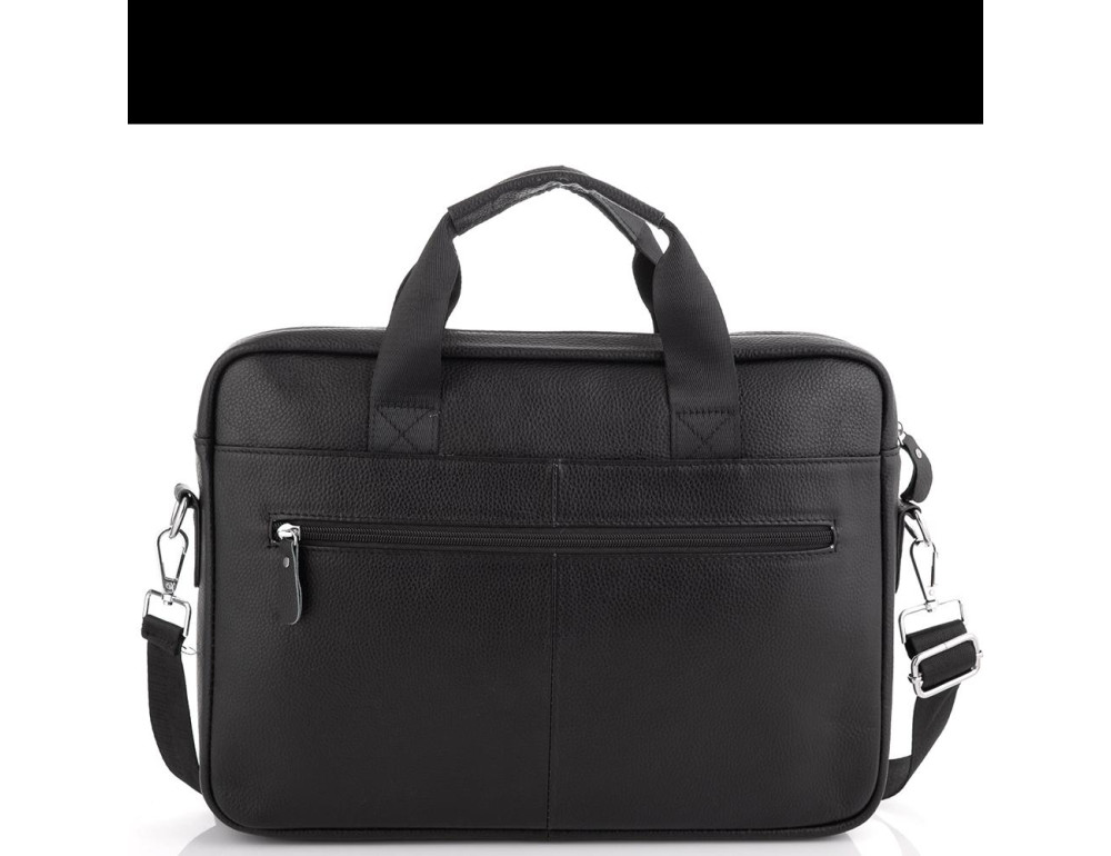 Сумка для ноутбука кожаная мужская черная Tiding Bag A25-1127A - Фото № 5