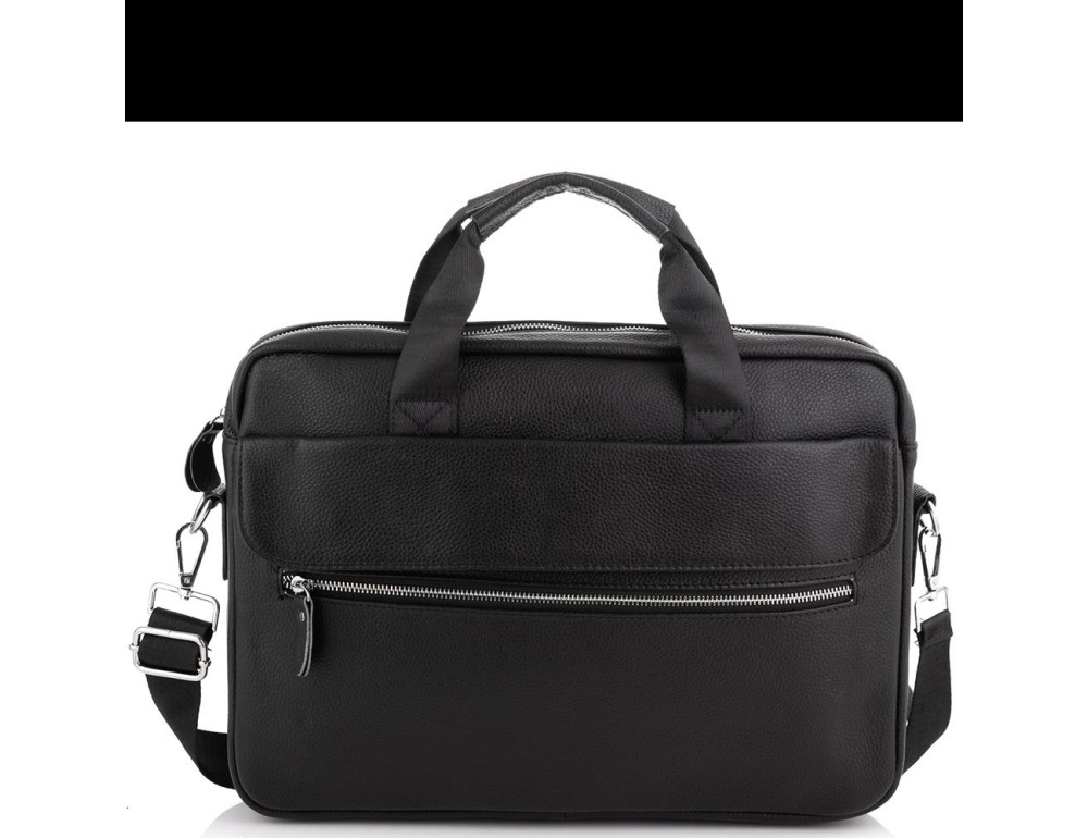 Сумка для ноутбука кожаная мужская черная Tiding Bag A25-1127A - Фото № 6