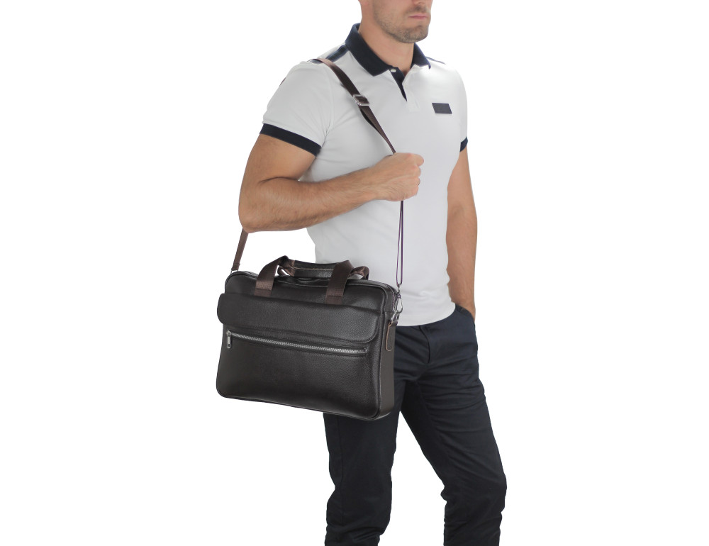 Сумка для ноутбука кожаная мужская Tiding Bag A25-1127C - Фото № 7