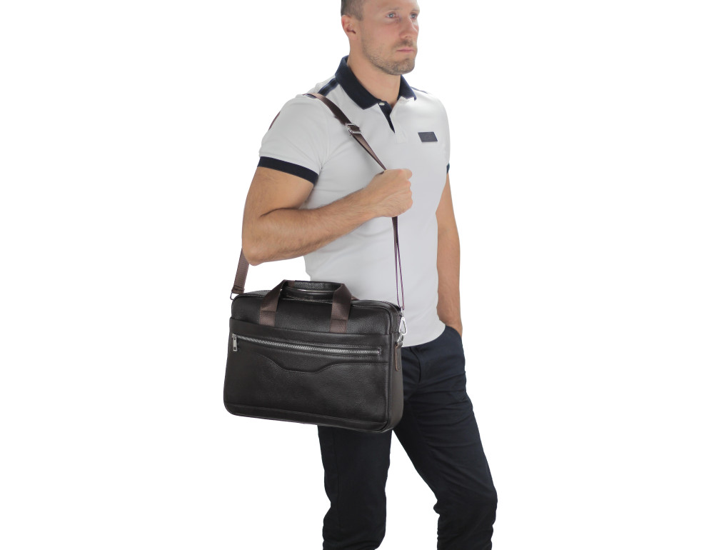 Шкіряна сумка для ноутбука коричнева Tiding Bag A25-1128C - Фотографія № 7