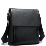 Чорна чоловіча шкіряна сумка через плече TIDING BAG A25-1278A
