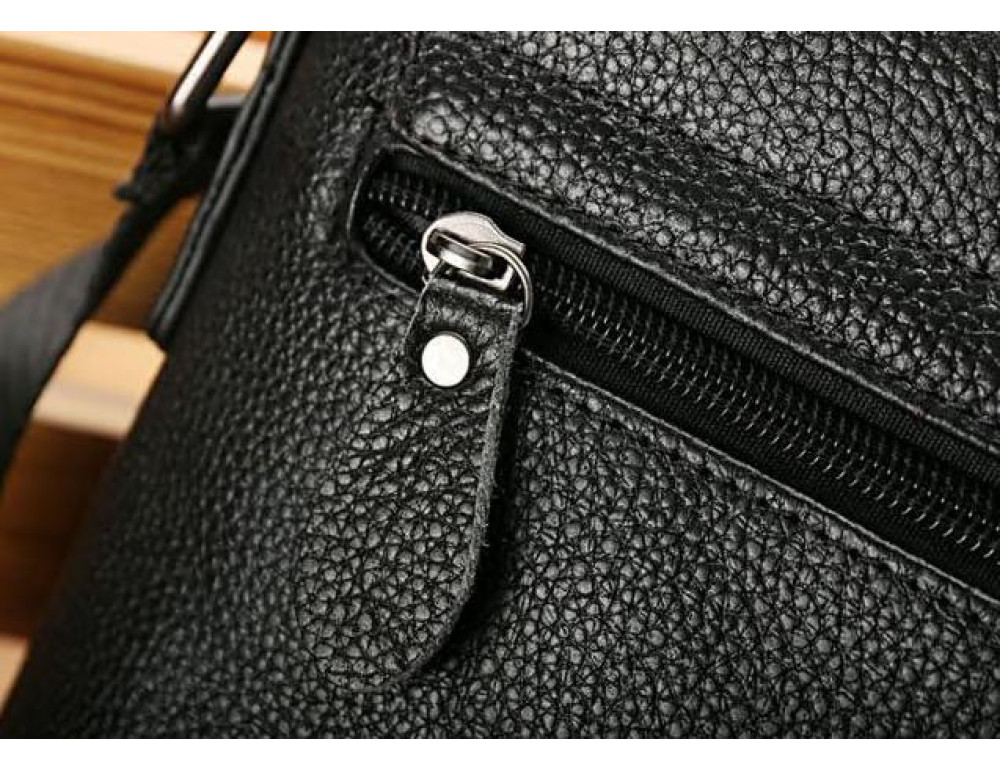 Чорна чоловіча шкіряна сумка через плече TIDING BAG A25-1278A - Фотографія № 3