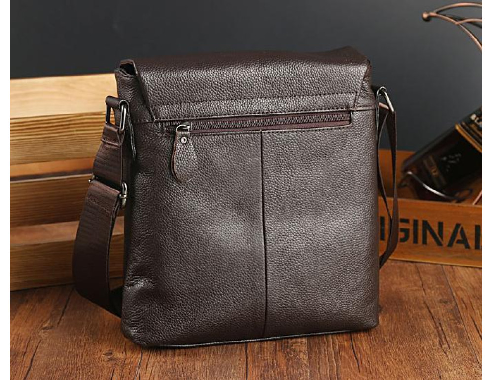 Сумка через плечо мужская кожаная коричневая Tiding Bag A25-1278C - Фото № 4
