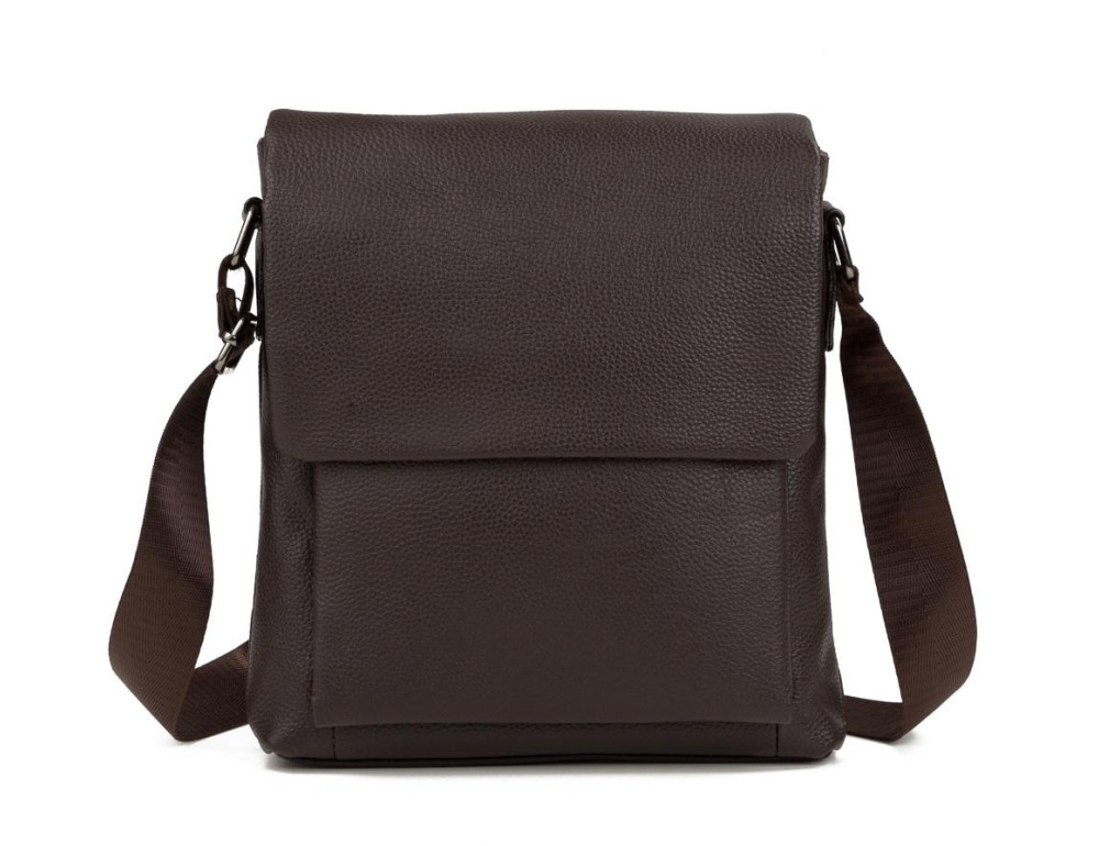 Сумка через плечо мужская кожаная коричневая Tiding Bag A25-1278C - Фото № 5