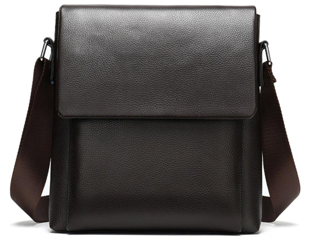 Сумка через плечо мужская кожаная коричневая Tiding Bag A25-1278C - Фото № 6