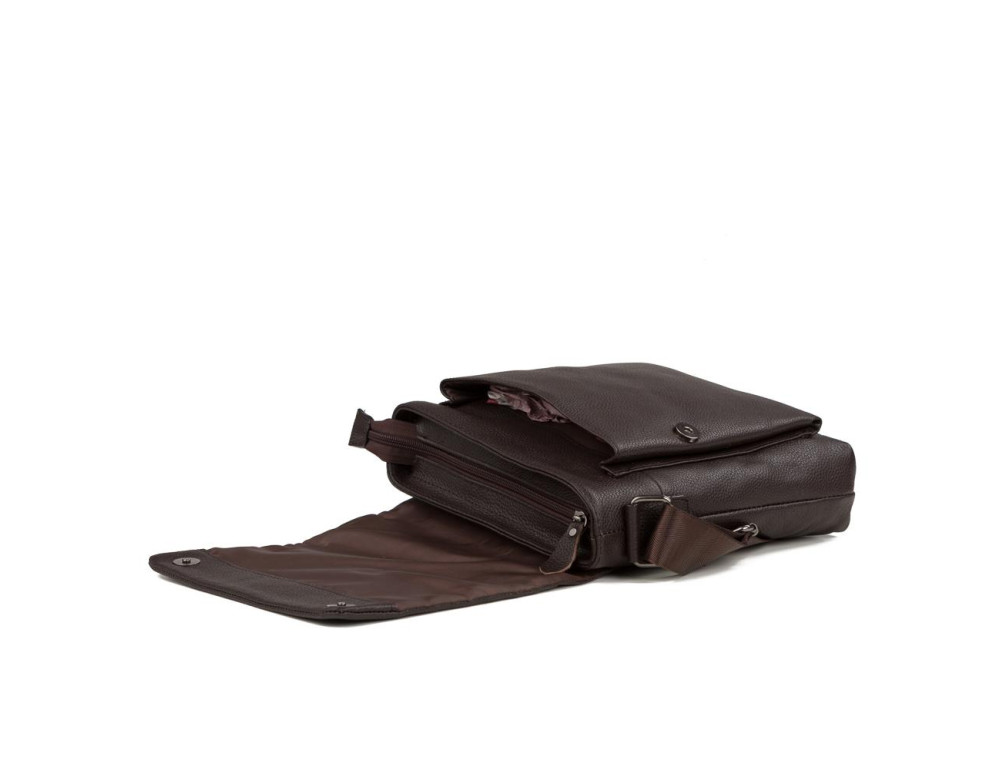 Сумка через плечо мужская кожаная коричневая Tiding Bag A25-1278C - Фото № 7