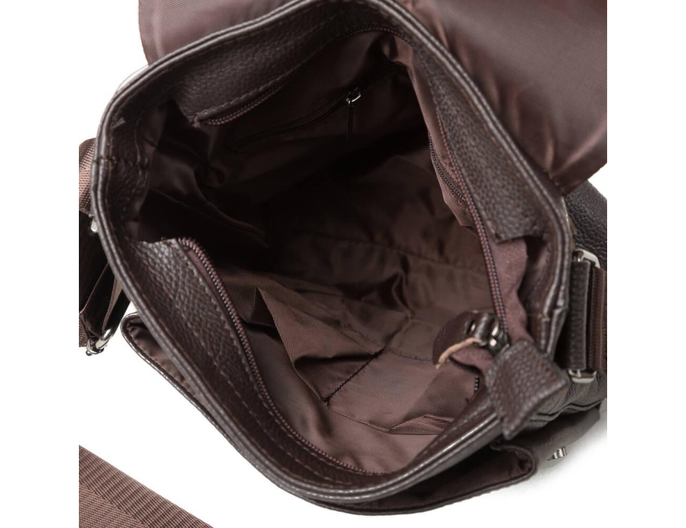 Сумка через плечо мужская кожаная коричневая Tiding Bag A25-1278C - Фото № 8